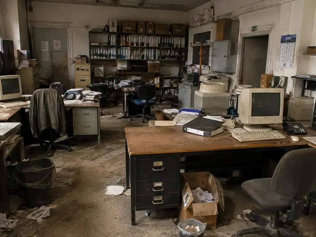 Bureaux et mobilier professionnel avant un débarras à Paris