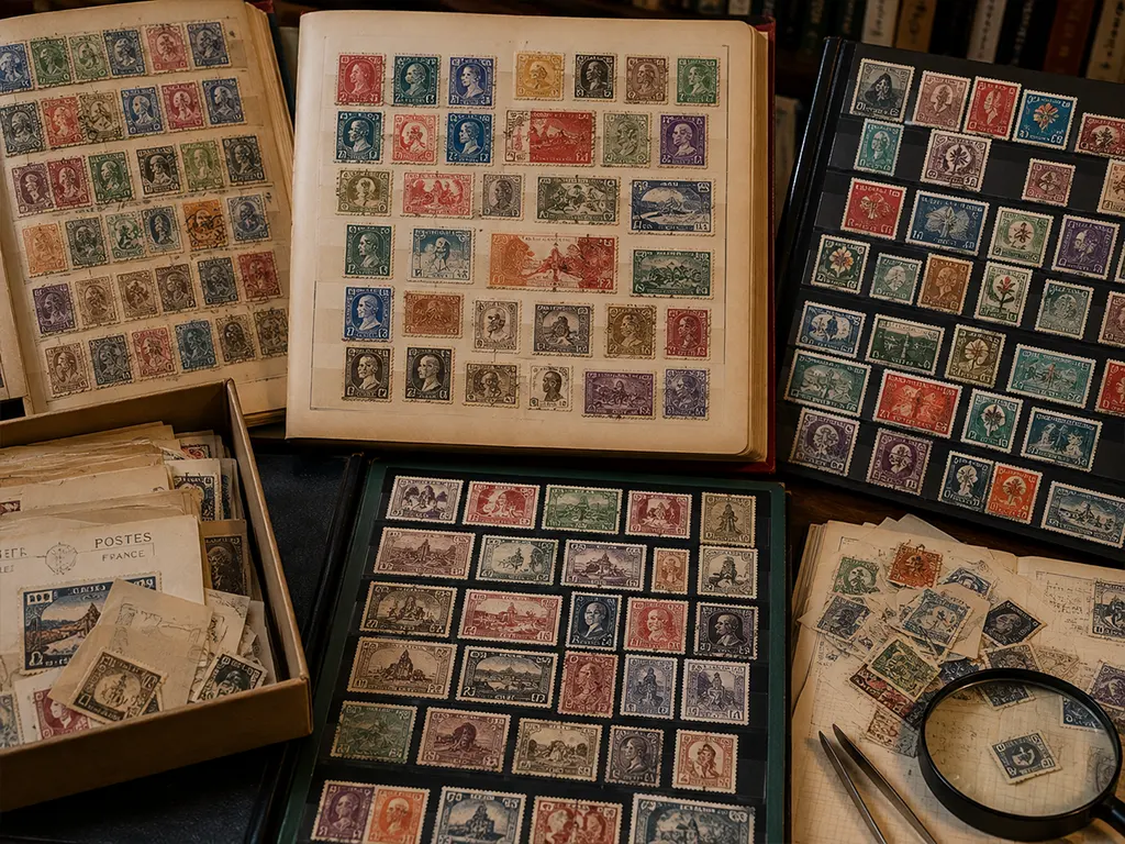 Collection de timbres et albums philatéliques