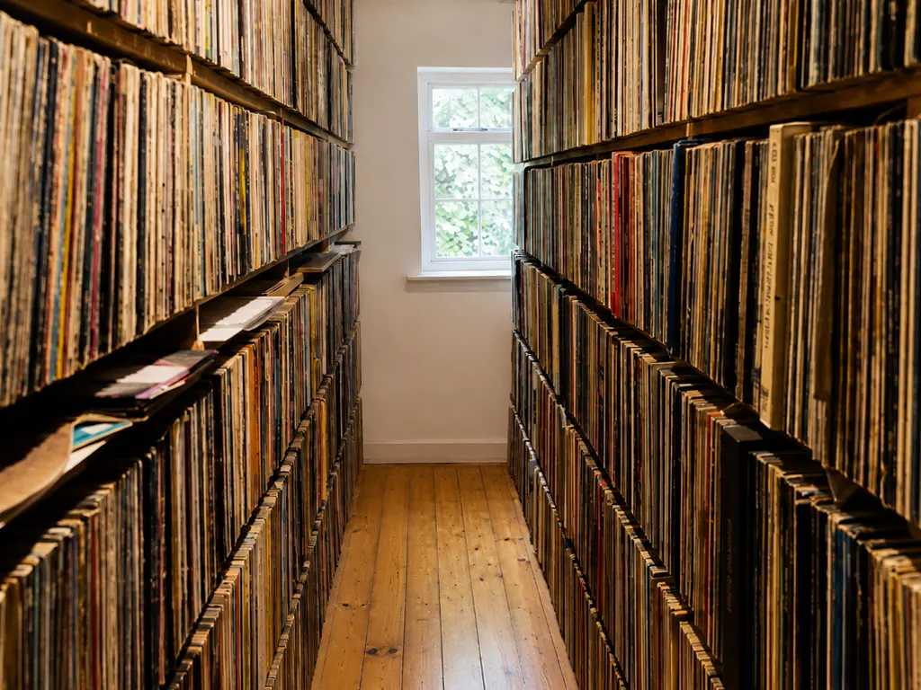 Collection de disques vinyles à examiner lors d’un débarras